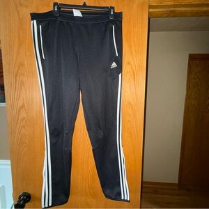 Adidas Black and White Sweatpants with Signature Stripes